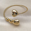 Oro Laminado Individual Bangle, Gold Filled Style Heart Design, Polished, Golden Finish, 07.282.0009 (02 MM Thickness, One size fits all)