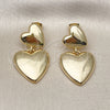 Oro Laminado Stud Earring, Gold Filled Style Heart Design, Polished, Golden Finish, 02.282.0023