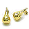 Oro Laminado Stud Earring, Gold Filled Style Teardrop and Hollow Design, Polished, Golden Finish, 02.195.0339