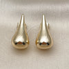 Oro Laminado Stud Earring, Gold Filled Style Teardrop and Hollow Design, Polished, Golden Finish, 02.195.0339