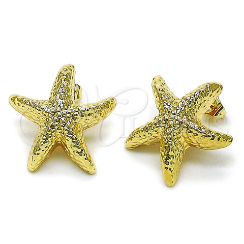 Oro Laminado Stud Earring, Gold Filled Style Star Design, Polished, Golden Finish, 02.195.0345