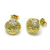 Oro Laminado Stud Earring, Gold Filled Style Diamond Cutting Finish, Golden Finish, 02.195.0348