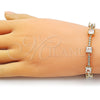 Oro Laminado Fancy Bracelet, Gold Filled Style with White Cubic Zirconia, Polished, Golden Finish, 03.283.0311.3.07 (Thickness, 7 Inches Length)