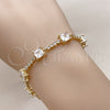 Oro Laminado Fancy Bracelet, Gold Filled Style with White Cubic Zirconia, Polished, Golden Finish, 03.283.0311.3.07 (Thickness, 7 Inches Length)