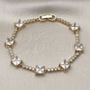 Oro Laminado Fancy Bracelet, Gold Filled Style with White Cubic Zirconia, Polished, Golden Finish, 03.283.0311.3.07 (Thickness, 7 Inches Length)