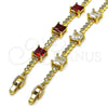 Oro Laminado Fancy Bracelet, Gold Filled Style with White Cubic Zirconia, Polished, Golden Finish, 03.283.0311.3.07 (Thickness, 7 Inches Length)