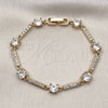 Oro Laminado Tennis Bracelet, Gold Filled Style with White Cubic Zirconia, Polished, Golden Finish, 03.283.0455.07