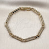 Oro Laminado Tennis Bracelet, Gold Filled Style Paperclip Design, with White Micro Pave, Polished, Golden Finish, 03.283.0460.07 (05 MM Thickness, 7 Inches Length)