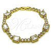 Oro Laminado Tennis Bracelet, Gold Filled Style with White Cubic Zirconia, Polished, Golden Finish, 03.283.0461.07