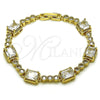 Oro Laminado Tennis Bracelet, Gold Filled Style with White Cubic Zirconia, Polished, Golden Finish, 03.283.0461.07 (09 MM Thickness, 7 Inches Length)