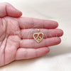 Oro Laminado Fancy Pendant, Gold Filled Style Heart and Mom Design, with White Cubic Zirconia, Polished, Golden Finish, 05.423.0002