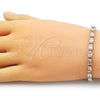 Oro Laminado Tennis Bracelet, Gold Filled Style Baguette Design, with White Cubic Zirconia, Polished, Golden Finish, 03.213.0325.07 (04 MM Thickness, 7 Inches Length)