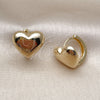 Oro Laminado Huggie Hoop, Gold Filled Style Heart Design, Polished, Golden Finish, 02.213.0810.15