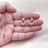 Oro Laminado Stud Earring, Gold Filled Style Belt Buckle Design, Polished, Golden Finish, 02.283.0236