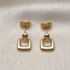 Oro Laminado Stud Earring, Gold Filled Style Belt Buckle Design, Polished, Golden Finish, 02.283.0236