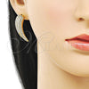 Oro Laminado Stud Earring, Gold Filled Style Wings Design, with White Cubic Zirconia, Polished, Golden Finish, 02.283.0239
