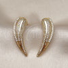 Oro Laminado Stud Earring, Gold Filled Style Wings Design, with White Cubic Zirconia, Polished, Golden Finish, 02.283.0239
