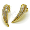 Oro Laminado Stud Earring, Gold Filled Style Wings Design, with White Cubic Zirconia, Polished, Golden Finish, 02.283.0239