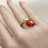 Oro Laminado Elegant Ring, Gold Filled Style Chili Design, Red Enamel Finish, Golden Finish, 01.421.0001