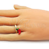 Oro Laminado Elegant Ring, Gold Filled Style Chili Design, Red Enamel Finish, Golden Finish, 01.421.0001 (One size fits all)
