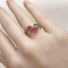 Oro Laminado Elegant Ring, Gold Filled Style Cherry Design, with Ruby and Green Cubic Zirconia, Polished, Golden Finish, 01.421.0003 (One size fits all)