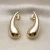 Oro Laminado Stud Earring, Gold Filled Style Teardrop Design, Polished, Golden Finish, 02.195.0352