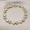 Oro Laminado Fancy Bracelet, Gold Filled Style Heart and Hollow Design, Polished, Golden Finish, 03.213.0337.07