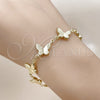 Oro Laminado Fancy Bracelet, Gold Filled Style Butterfly and Hollow Design, Polished, Golden Finish, 03.213.0338.07