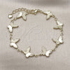 Oro Laminado Fancy Bracelet, Gold Filled Style Butterfly and Hollow Design, Polished, Golden Finish, 03.213.0338.07
