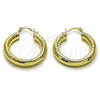 Oro Laminado Medium Hoop, Gold Filled Style Hollow Design, Diamond Cutting Finish, Golden Finish, 02.213.0314.30