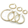 Oro Laminado Large Hoop, Gold Filled Style Hollow Design, Diamond Cutting Finish, Golden Finish, 02.213.0309.70