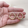 Oro Laminado Medium Hoop, Gold Filled Style Hollow Design, Diamond Cutting Finish, Golden Finish, 02.213.0310.25