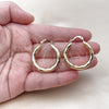 Oro Laminado Medium Hoop, Gold Filled Style Hollow Design, Diamond Cutting Finish, Golden Finish, 02.213.0811.30