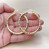Oro Laminado Large Hoop, Gold Filled Style Hollow Design, Diamond Cutting Finish, Golden Finish, 02.213.0811.50