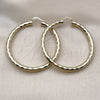 Oro Laminado Large Hoop, Gold Filled Style Hollow Design, Diamond Cutting Finish, Golden Finish, 02.213.0811.60