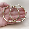 Oro Laminado Extra Large Hoop, Gold Filled Style Hollow Design, Diamond Cutting Finish, Golden Finish, 02.213.0811.70