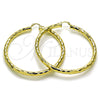 Oro Laminado Extra Large Hoop, Gold Filled Style Hollow Design, Diamond Cutting Finish, Golden Finish, 02.213.0811.70
