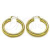 Oro Laminado Medium Hoop, Gold Filled Style Hollow Design, Diamond Cutting Finish, Golden Finish, 02.213.0812.40