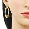 Oro Laminado Medium Hoop, Gold Filled Style Hollow Design, Diamond Cutting Finish, Golden Finish, 02.213.0812.40