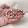 Oro Laminado Medium Hoop, Gold Filled Style Hollow Design, Diamond Cutting Finish, Golden Finish, 02.213.0812.40