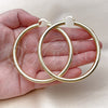 Oro Laminado Extra Large Hoop, Gold Filled Style Hollow Design, Diamond Cutting Finish, Golden Finish, 02.213.0812.70