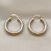 Oro Laminado Medium Hoop, Gold Filled Style Hollow Design, Diamond Cutting Finish, Tricolor, 02.213.0311.1.30