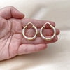 Oro Laminado Medium Hoop, Gold Filled Style Hollow Design, Diamond Cutting Finish, Tricolor, 02.213.0311.1.30