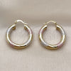 Oro Laminado Medium Hoop, Gold Filled Style Hollow Design, Diamond Cutting Finish, Tricolor, 02.213.0311.1.30