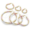 Oro Laminado Medium Hoop, Gold Filled Style Hollow Design, Diamond Cutting Finish, Tricolor, 02.213.0311.1.30