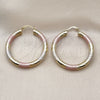 Oro Laminado Medium Hoop, Gold Filled Style Hollow Design, Diamond Cutting Finish, Tricolor, 02.213.0311.1.40