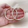 Oro Laminado Large Hoop, Gold Filled Style Hollow Design, Diamond Cutting Finish, Tricolor, 02.213.0311.1.60