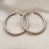 Oro Laminado Large Hoop, Gold Filled Style Hollow Design, Diamond Cutting Finish, Tricolor, 02.213.0311.1.60