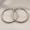Oro Laminado Extra Large Hoop, Gold Filled Style Hollow Design, Diamond Cutting Finish, Tricolor, 02.213.0311.1.70