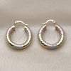 Oro Laminado Medium Hoop, Gold Filled Style Hollow Design, Diamond Cutting Finish, Tricolor, 02.213.0312.1.25
